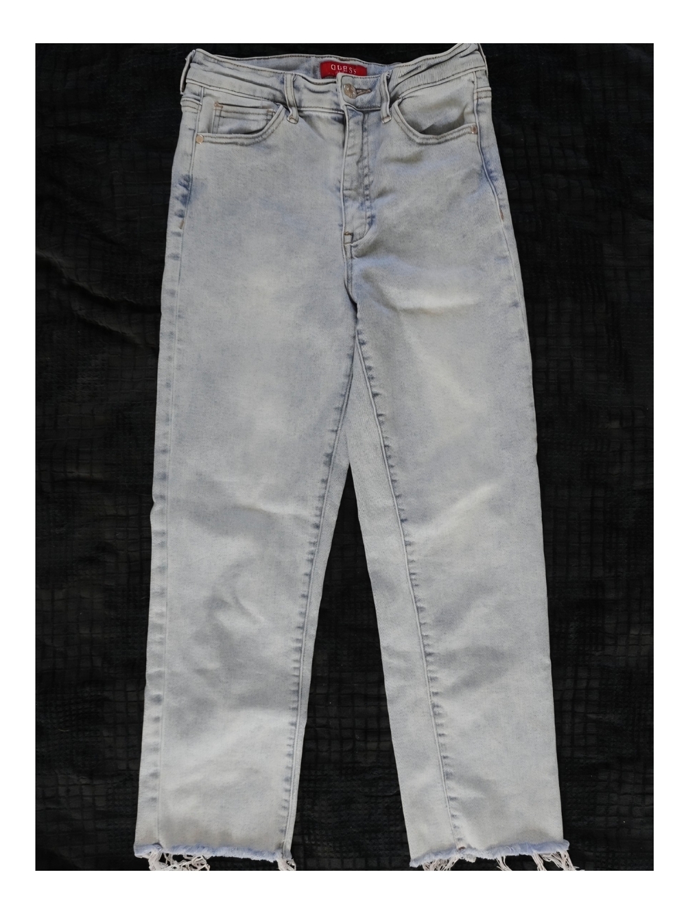 GUESS Light Wash Raw Hem High Rise Straight Jeans Size 26